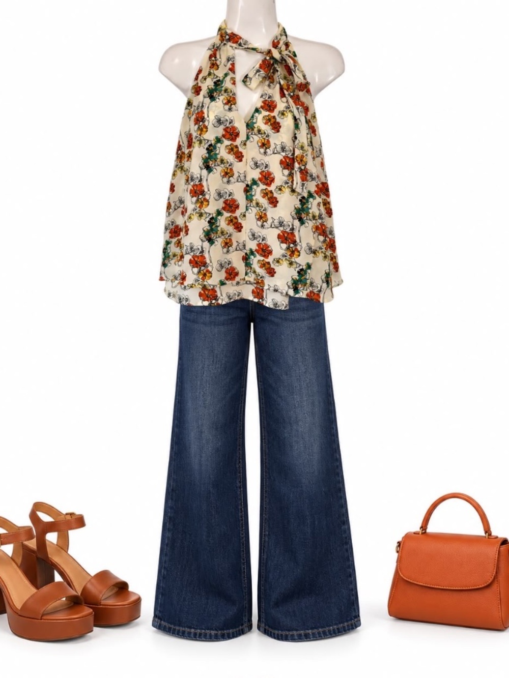Maeve Anthropologie Floral Tie Neck Halter Top XS